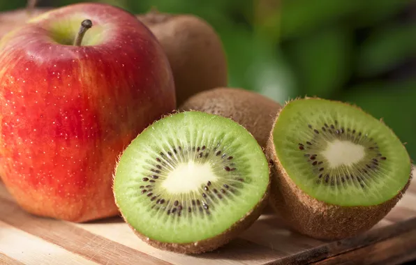 Apple, food, fruit, kiwi