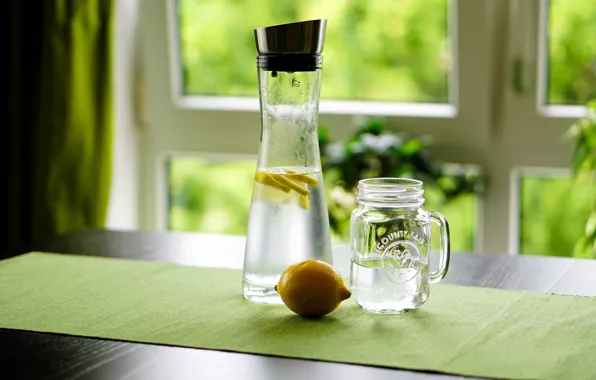 Bottle, lemon, lemonade