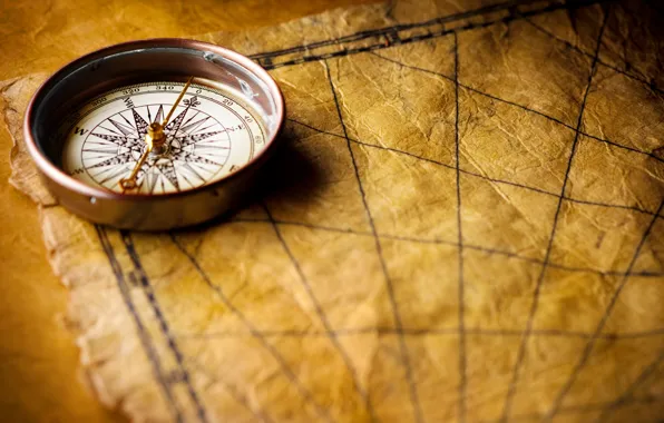 Desk, map, compass, marine style