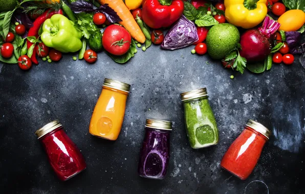 Greens, the dark background, bright, positive, peas, jars, pepper, banks
