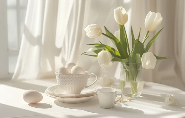 Flowers, holiday, eggs, spring, Easter, Easter, Easter, AI art