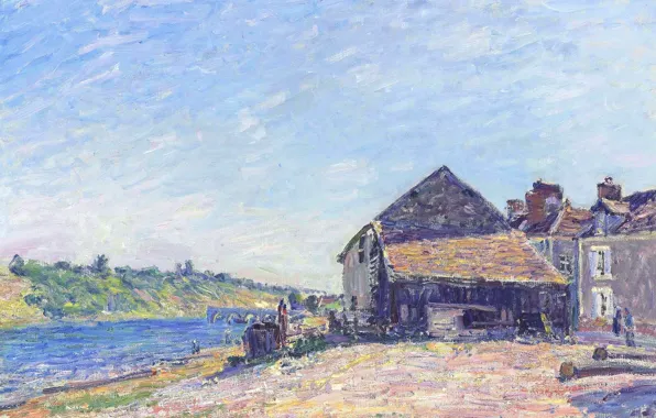 Picture home, picture, bridge, Alfred Sisley, Alfred Sisley, river, Landscape near the Sea-sur-Luena