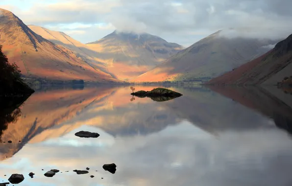 Landscape, mountains, lake