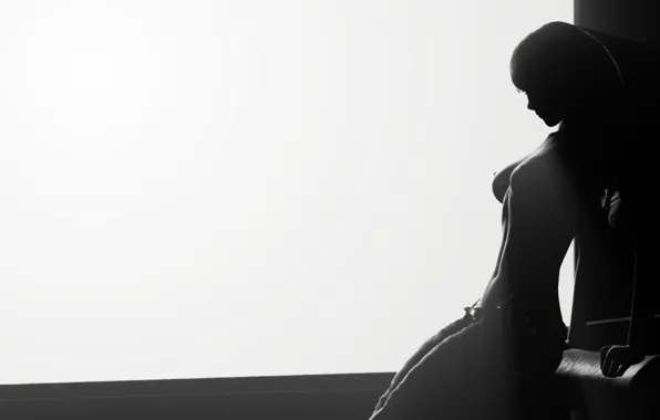 Body, beauty, black and white, jeans, silhouette, figure