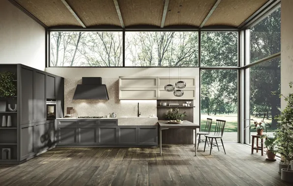 Style, Villa, interior, Italy, kitchen, dining room, dining area, Italian design