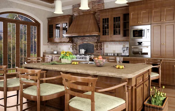 Table, kitchen, plate, cabinets, MAIN KITCHEN AREA