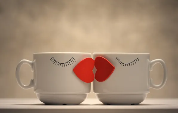 Love, creative, mood, two, positive, heart, pair, Cup