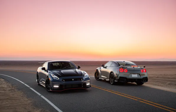 Picture the sky, sunset, Nissan, GT-R, Nissan, R35, Nissan GT-R Nismo, 2023