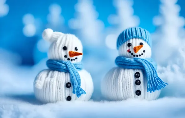 Winter, snow, smile, toys, Christmas, New year, snowmen, snowman