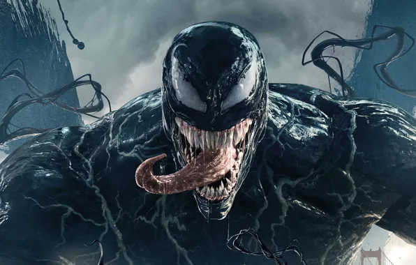 Language, eyes, teeth, drool, Venom, Venom