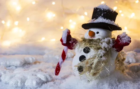Picture winter, snow, New Year, Christmas, snowman, Christmas, winter, snow