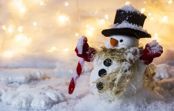 Winter, snow, new year, Christmas, snowman, Christmas, winter, snow