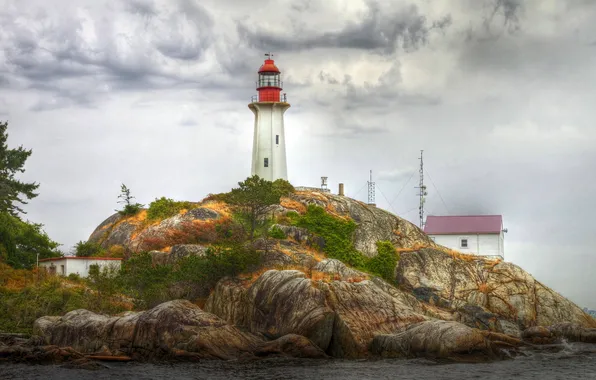 Landscape, lighthouse, mountain, HDR