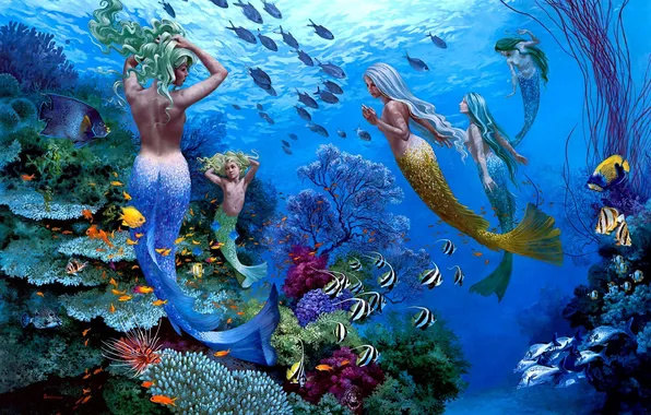 Picture fish, underwater world, mermaid, Wil Cormier