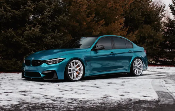 BMW, Blue, Winter, Snow, F80