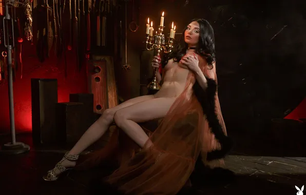 Playboy, sexy, erotic, candles, chandelier, dungeon, long nails, Catjira