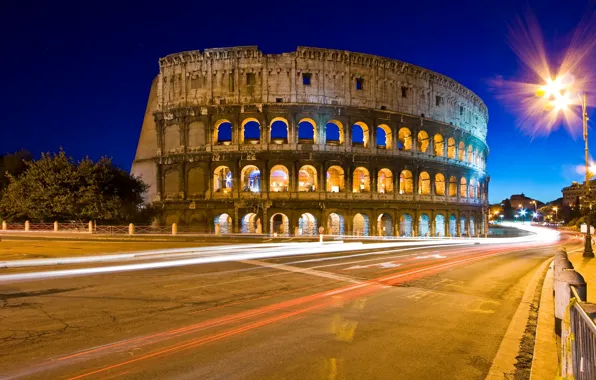 Night, The city, Colosseum