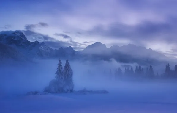 Winter, snow, mountains, ate, Slovenia, Slovenia, The Julian Alps, Julian Alps