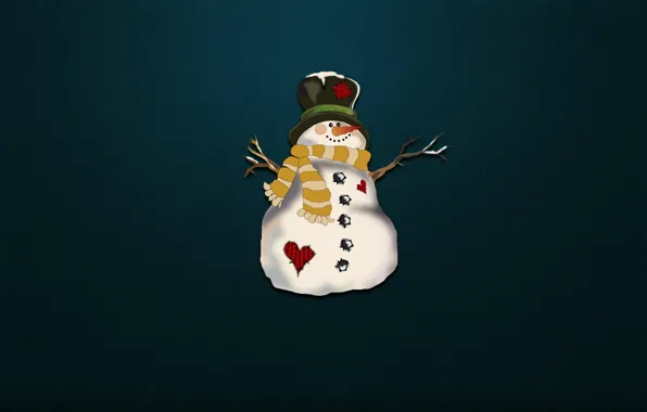 Minimalism, Snow, New Year, Background, Holiday, Mood, Snowman