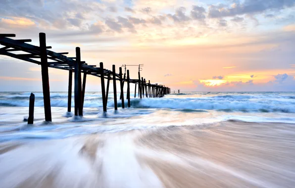 Sand, sea, wave, beach, summer, the sky, sunset, shore