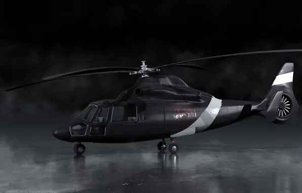 Black, smoke, art, helicopter, blades, render