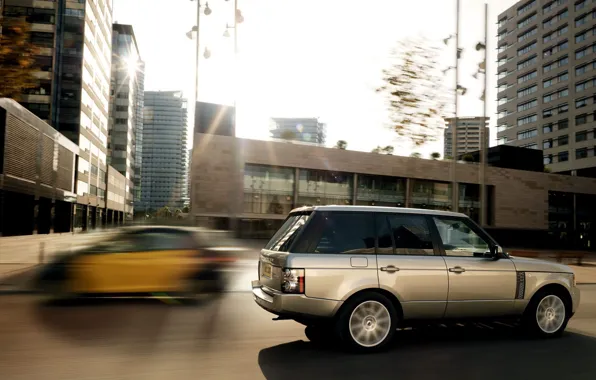 The city, speed, blur, Land Rover, Range Rover