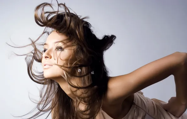 Picture look, pose, the wind, Brown hair, long hair