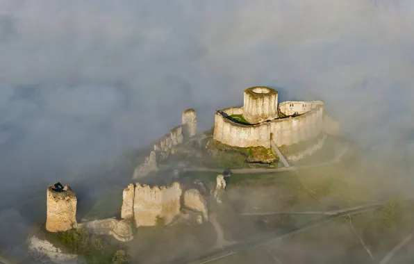 Clouds, France, mountain, Normandy, Les Andelys, the medieval fortress, Chateau Gaillard