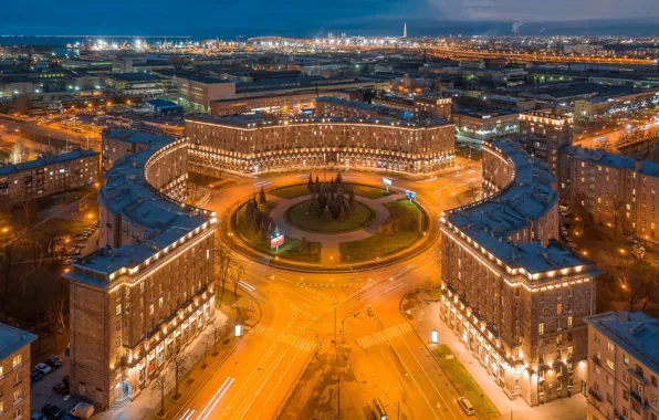 Picture the city, building, road, home, the evening, Peter, lighting, Saint Petersburg