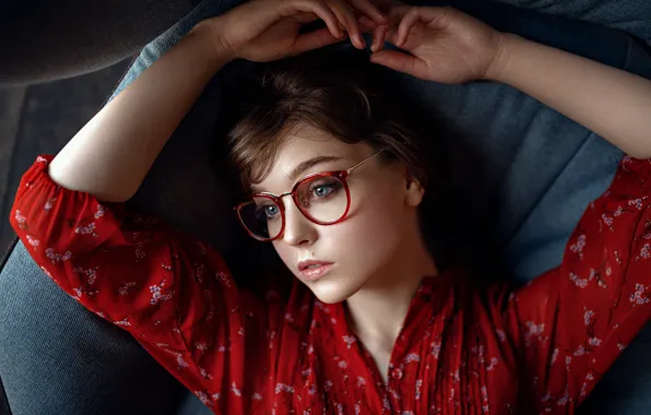 Girl, close-up, glasses, George Chernyadev, Olga Pushkina, Georgy Chernyadyev, Olya Pushkina