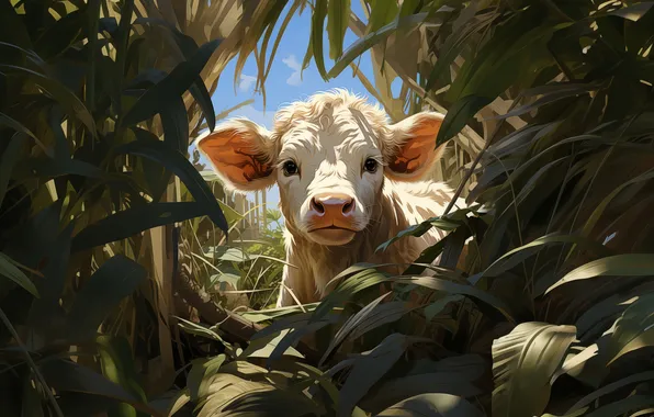 Grass, Digital art, Calf, Face, AI art, The Art of Artificial Intelligence, Neural network, The …