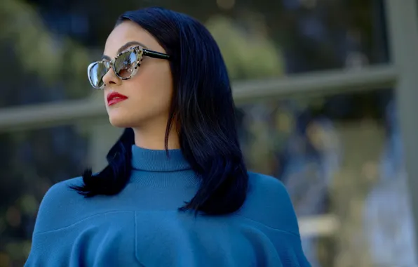 Picture girl, face, glasses, jacket, Camila Mendes