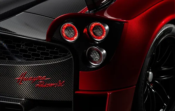 Picture the inscription, Pagani, To huayr, exterior, carbon fiber, body part, Roadster BC