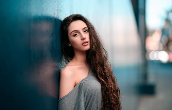 Eyes, look, girl, street, bokeh