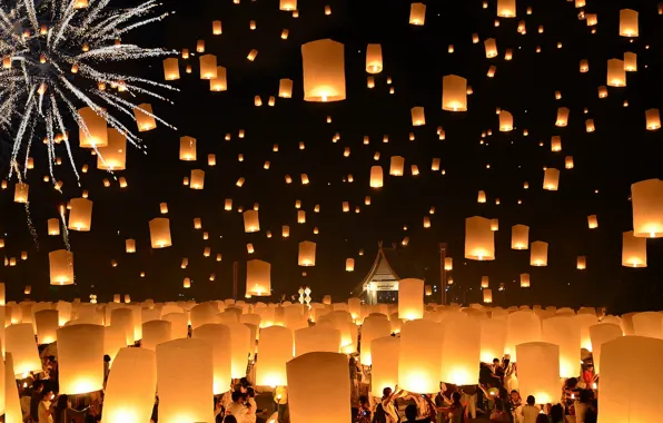 Picture Thailand, Loi Krathong Festival, Floating Lanterns
