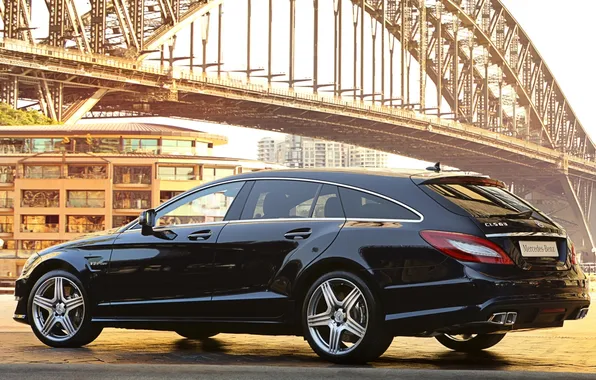 Bridge, background, Mercedes-Benz, CLS, Mercedes, rear view, AMG, Shooting Brake