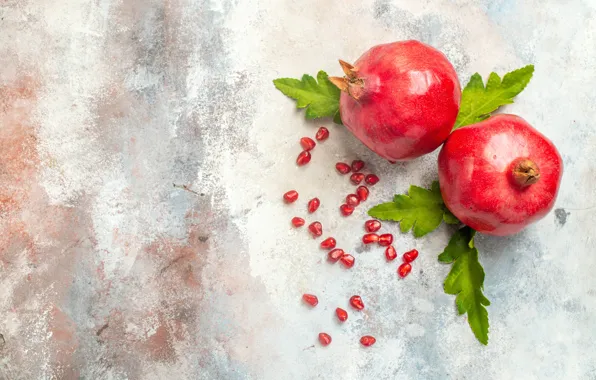 Light background, grenades, pomegranate grains