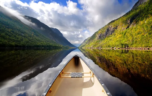 The sky, Mountains, Boat