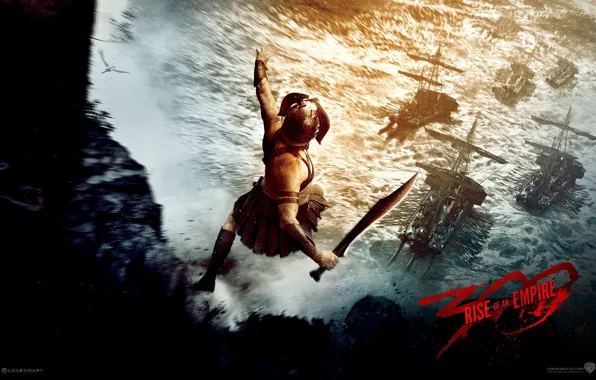 Picture rock, jump, ship, sword, Spartan, 300 Spartans: rise of an Empire, 300: rise of an …