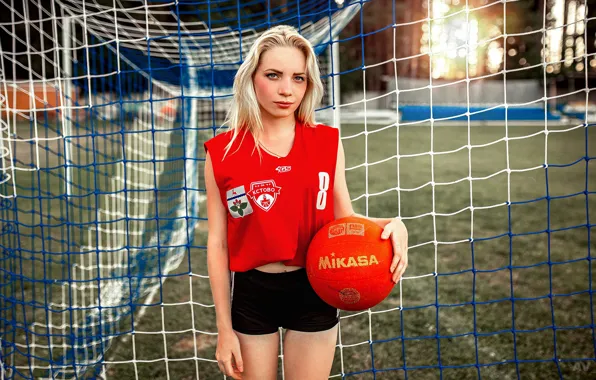 Picture field, look, pose, mesh, football, sport, model, shorts