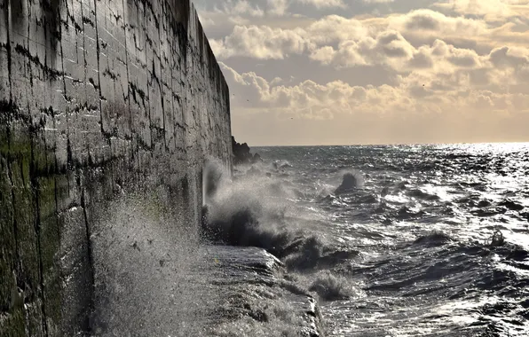 Picture sea, wave, the sky, landscape, wall