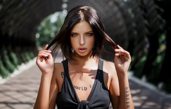 Model, hair, hands, tattoo, Veronika Evdokimova, Dmitry Lobanov