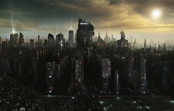 Picture darkness, building, height, destruction