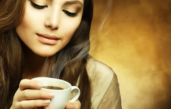 Picture coffee, brunette, Cup, aroma