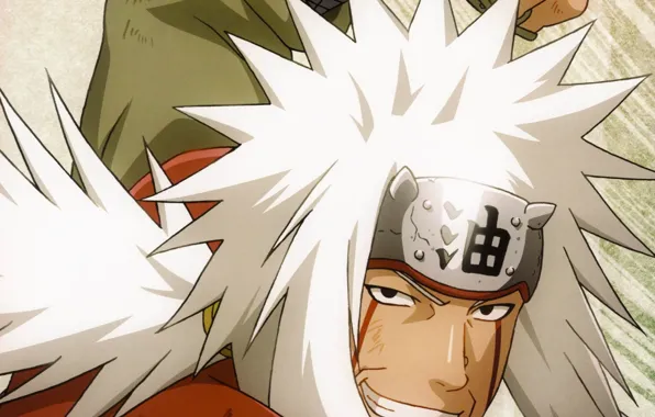 Naruto, white hair, fist, grin, ninja, sensei, Jiraya, naruto shippuuden