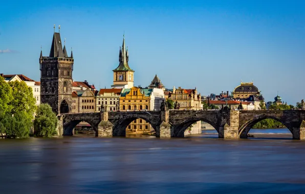 Picture river, Prague, Czech Republic, Vltava, Charles bridge