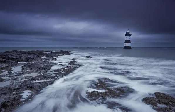 Coast, lighthouse, Wales
