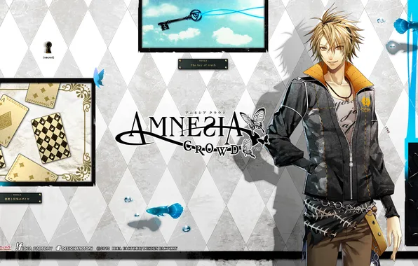 Picture card, fish, butterfly, key, guy, Amnesia, Toma