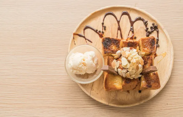 Picture chocolate, honey, ice cream, nuts, dessert, biscuit, milk chocolate