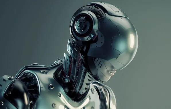 Cyborg, head, pearls, humanoid robot